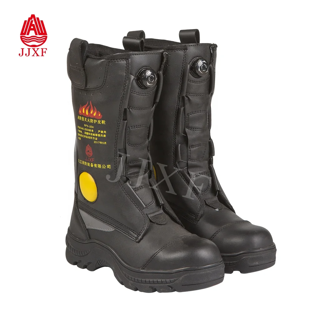 Rescue leather fireman safety boots shoes