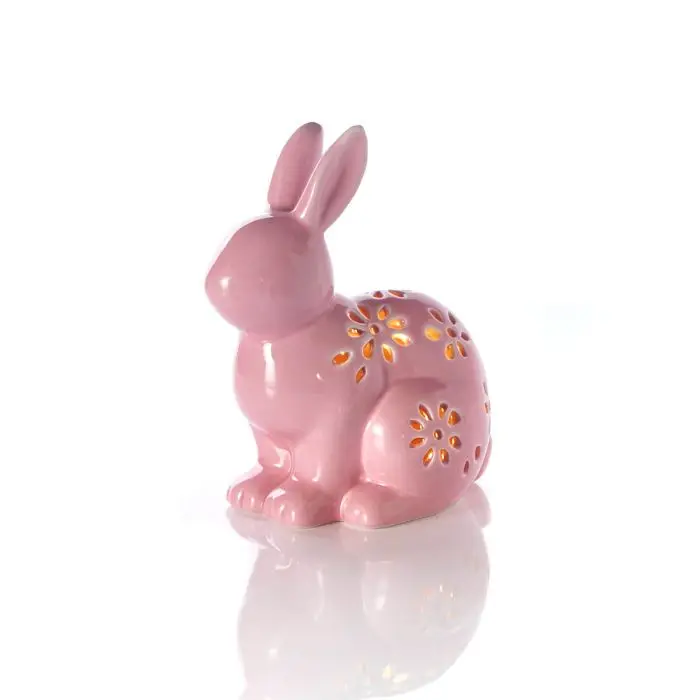BUNNY PINK FLORAL CUT OUT CERAMIC LED LANTERN