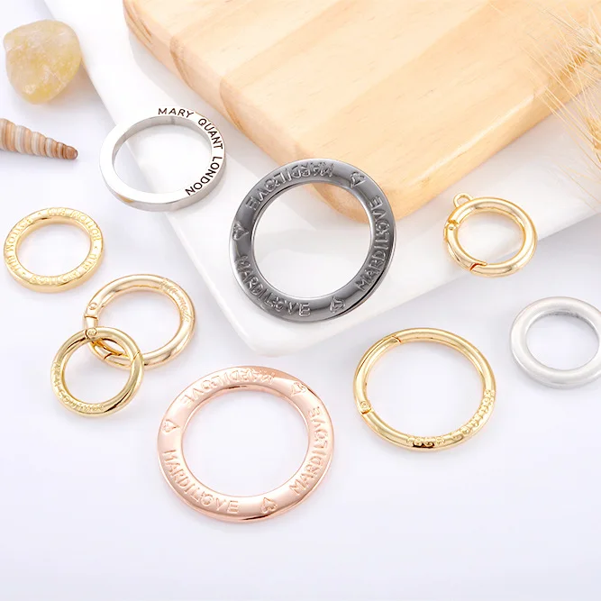 O Ring Buckle Round Carabiner Snap Clip Hook Spring Keyring Clasp Engraved Logo O Ring for Handbags