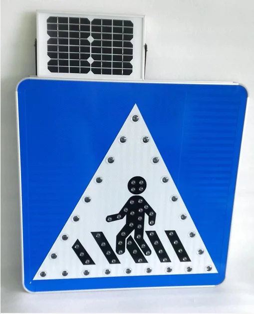 Solar LED Aluminum Reflective Custom Warning Road Safety Traffic Sign 2023