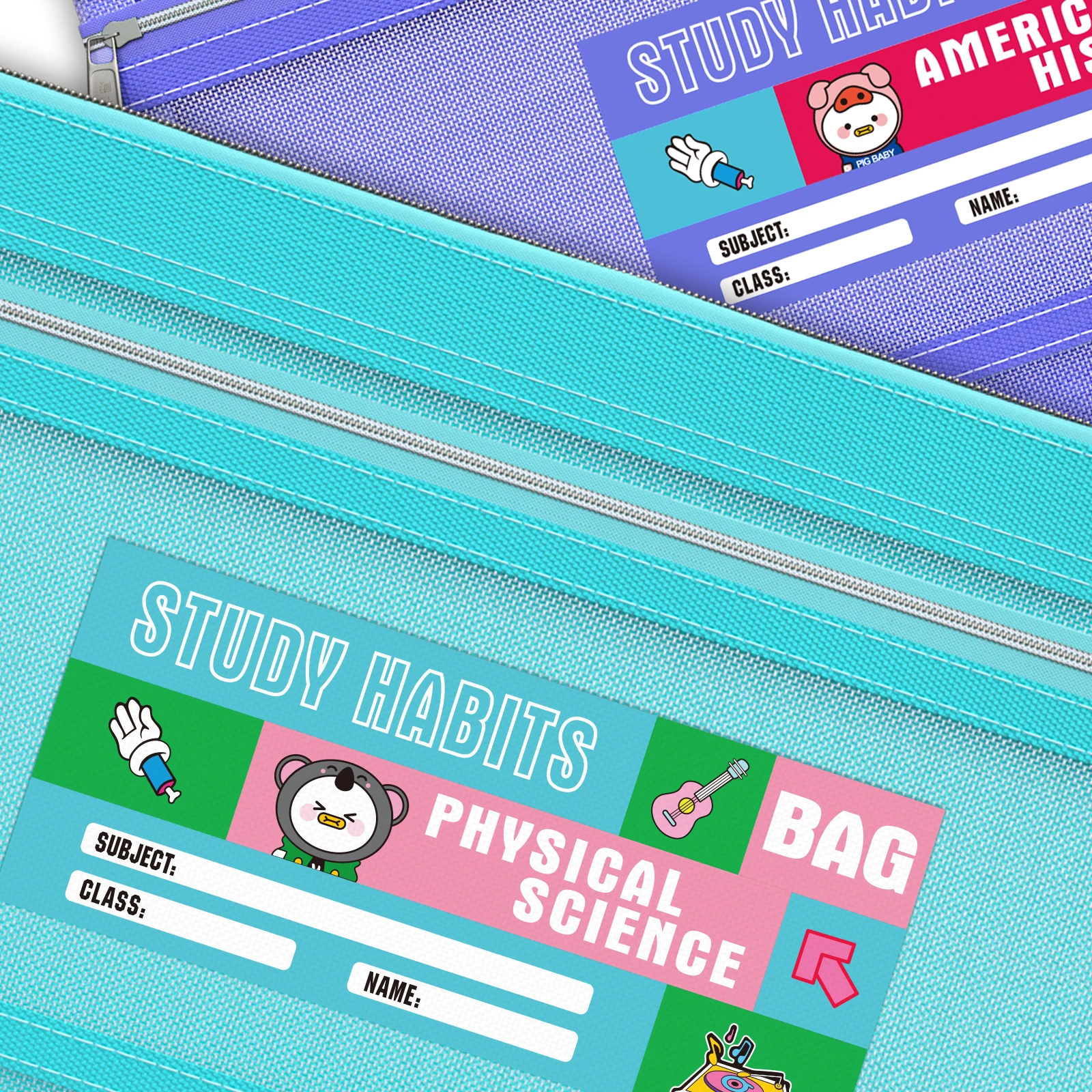 Plastic File Bag School Textbook Examination Paper Sorting Document Storage Bag Double Zipper A4 Document Bag