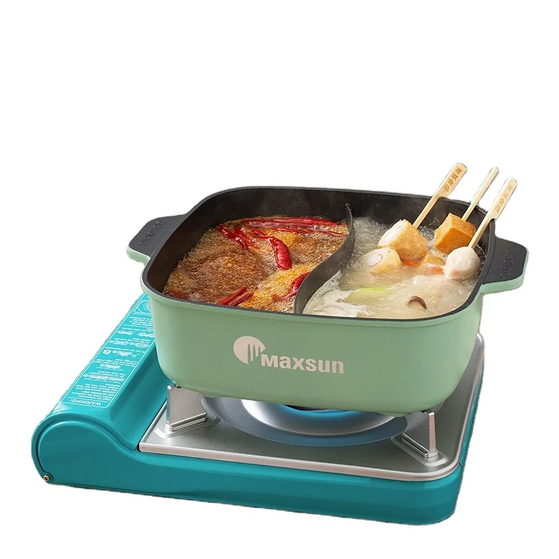 Outdoor Travel Soup Pot Portable Multi functional Dual Flavor Hot Pot Cooking Pot