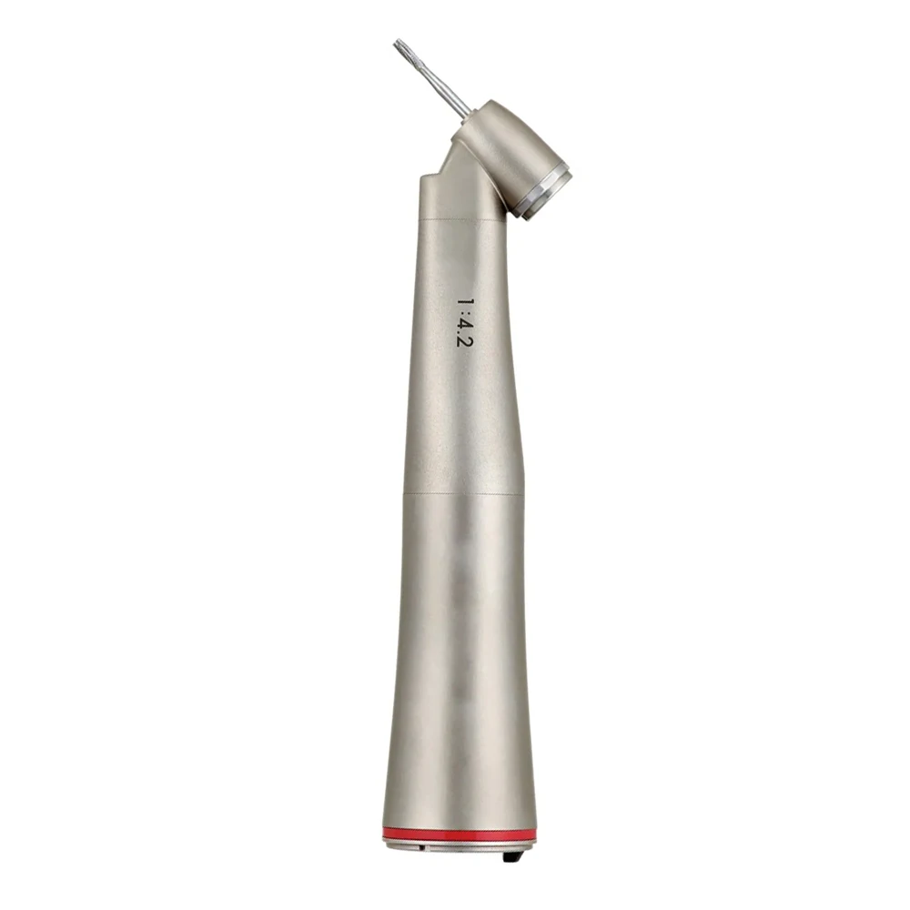 Dental 1:4.2 45 Degree Contra Angle Handpiece Push Button Red Ring Fiber Opetic Low Speed Handpiece Lab Equipment