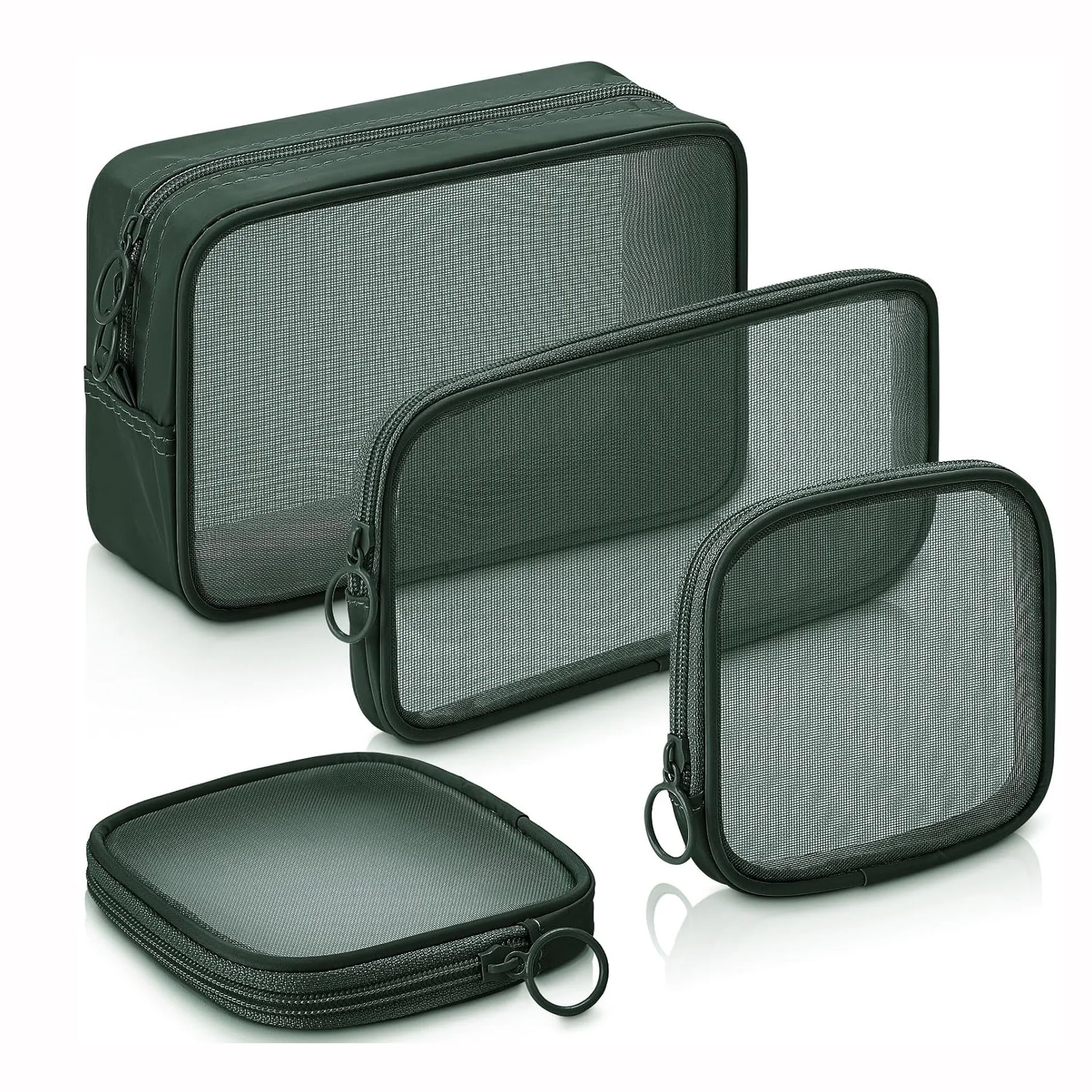 Высококачественная Женская дорожная сумка для макияжа с логотипом и нитью, нейлоновая сетчатая косметическая сумка на молнии с застежкой-застежкой