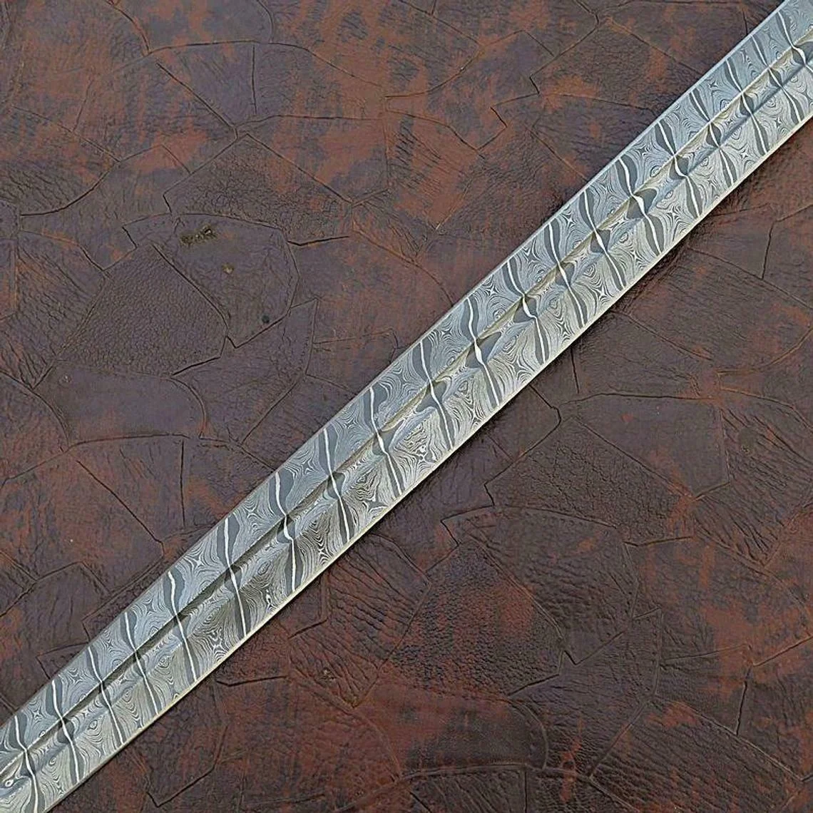 Custom Handmade Damascus Steel Viking Style Sword Longsword Double edge Gladius With Leather sheath out door sword