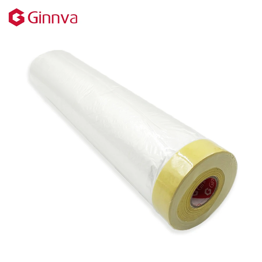 Indoor and Outdoor automotive painting masking covering tape with crepe paper tape