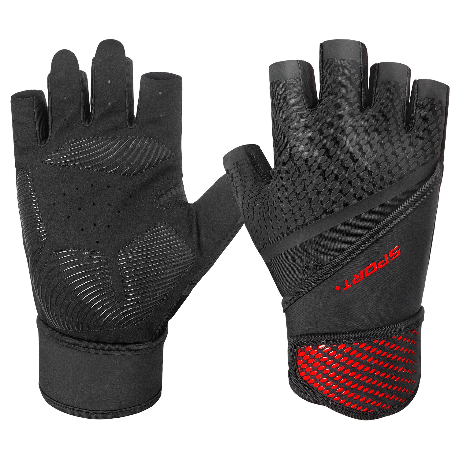 Custom Logo Unisex Sports Fingerless Weight Lifting Fitness Gloves Shockproof Cool Training Gym Gloves