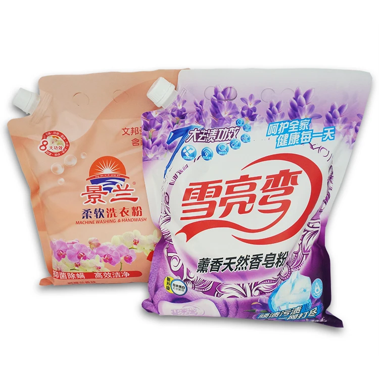 Detergent Washing Powder Plastic Packaging  Bag Soap Powder Packaging Bag With Spout