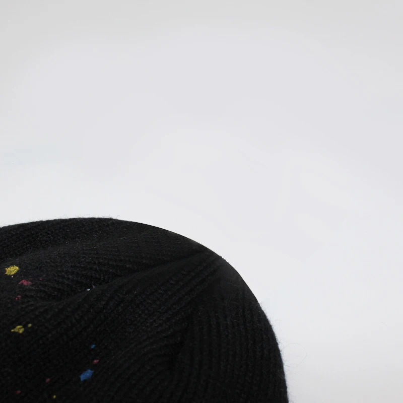 Двухслойная теплая шерстяная шапка с рисунком и рваными кожаными бирками модная мужская и женская холодная шапка без козырьков Складная вязаная шапка в стиле хип-хоп