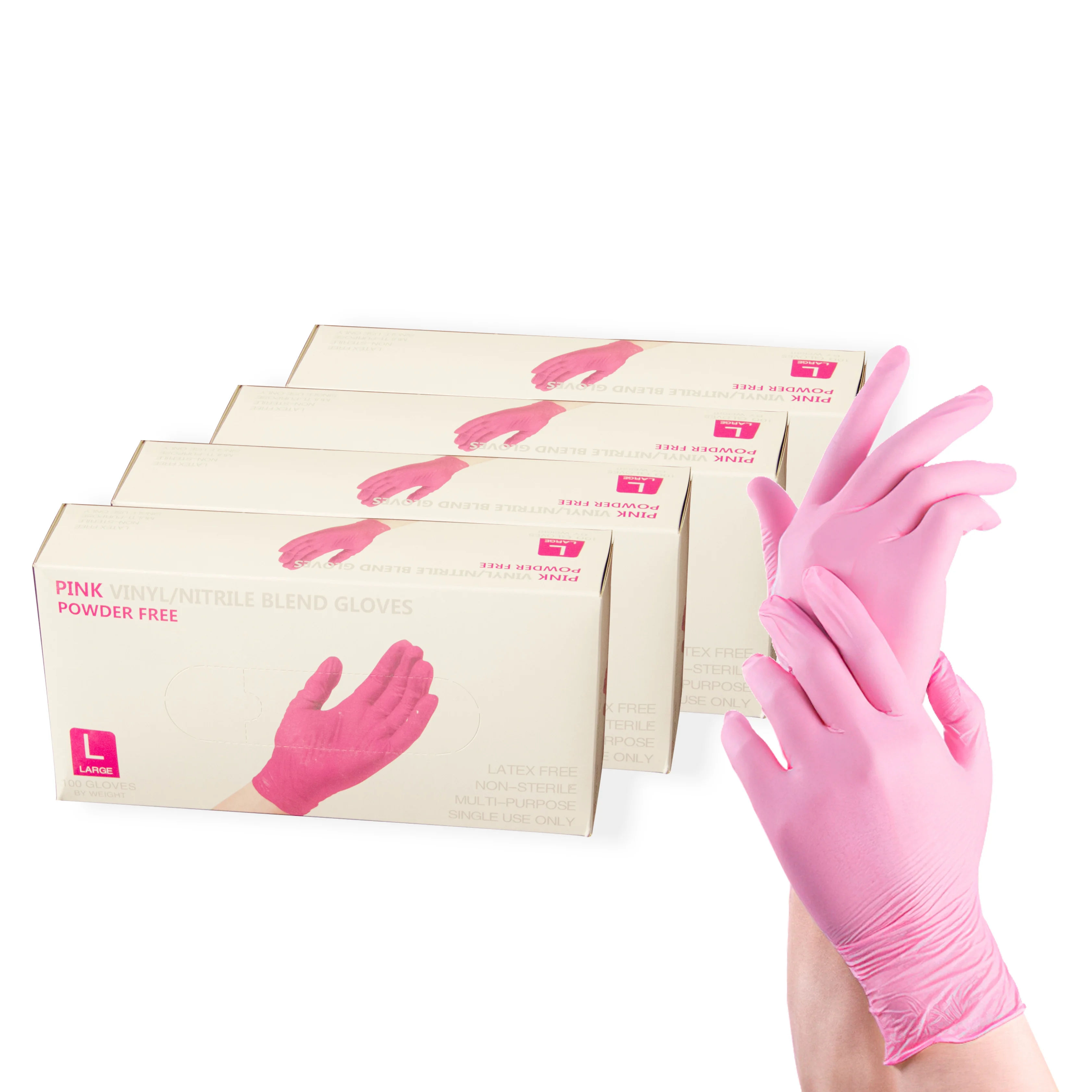 Disposable breathable pink  touch screen nitrile gloves for beauty center use