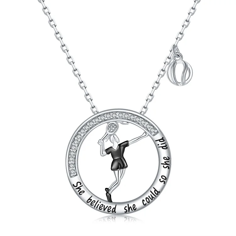 925 Sterling Silver Tennis Necklace Sports Jewelry Inspirational Gifts Sports Lovers Gifts for Teen Girls Women
