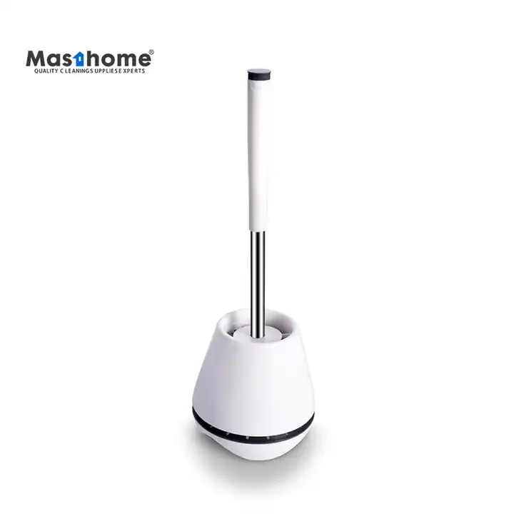 Masthome Hidden Clip Design TPR Toilet Brush Bathroom WC Clean Plastic Silicone Toilet Bowl Brush with Holder