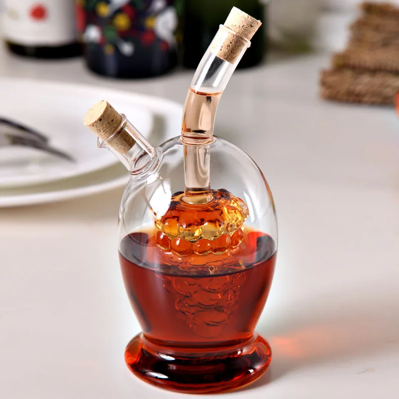 2-in-1 Double layer sauce oil vinegar condiment seasoning sealed glass bottle kitchen glass storage bottles jars