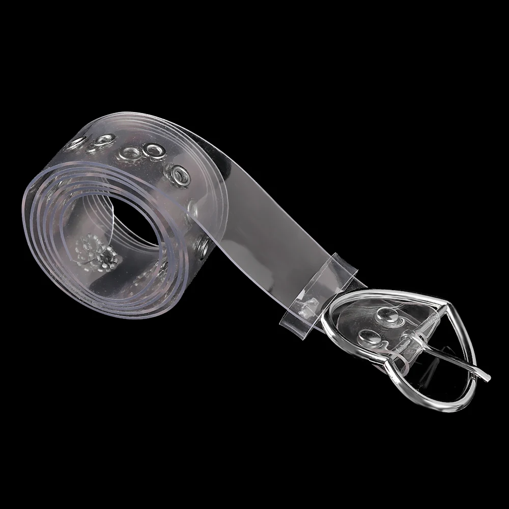 Ремень женский прозрачный, невидимый широкий пояс в стиле панк, с круглой квадратной пряжкой в форме сердца