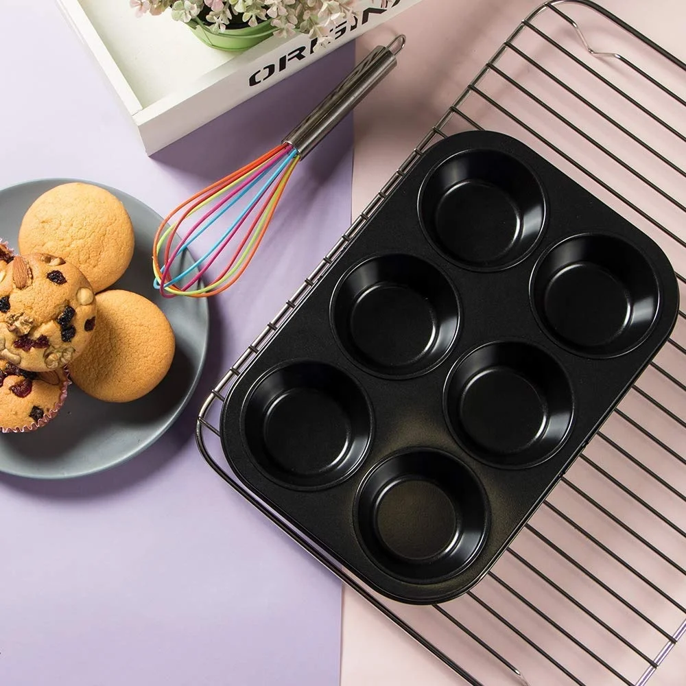 6-cup Non-stick Muffin pan 6 cup pressed carbon steel Muffin tray non stick bakeware