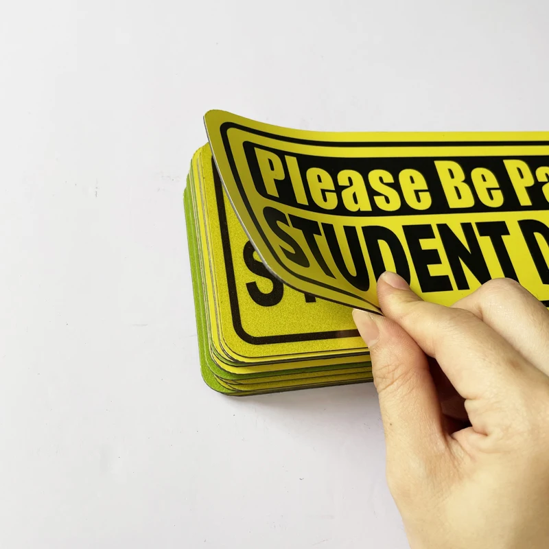 2024 New product funny yellow flexible student driver reflective magnet bumper sticker for car