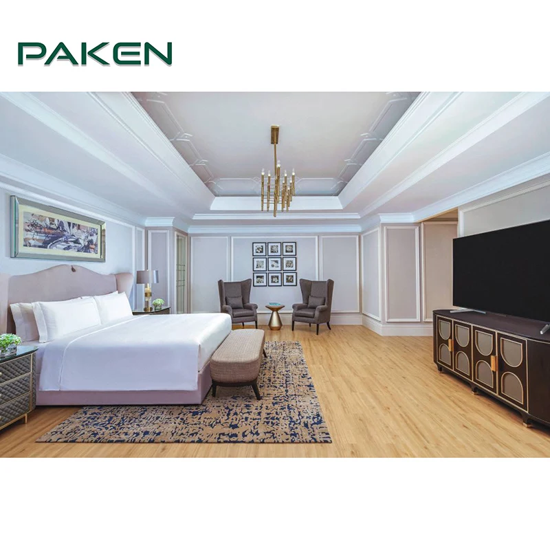 Vietnam Custom Resort Beach Hotel Furniture Bedroom Set Wooden Twin Size Leather Bed Hospitality Furniture