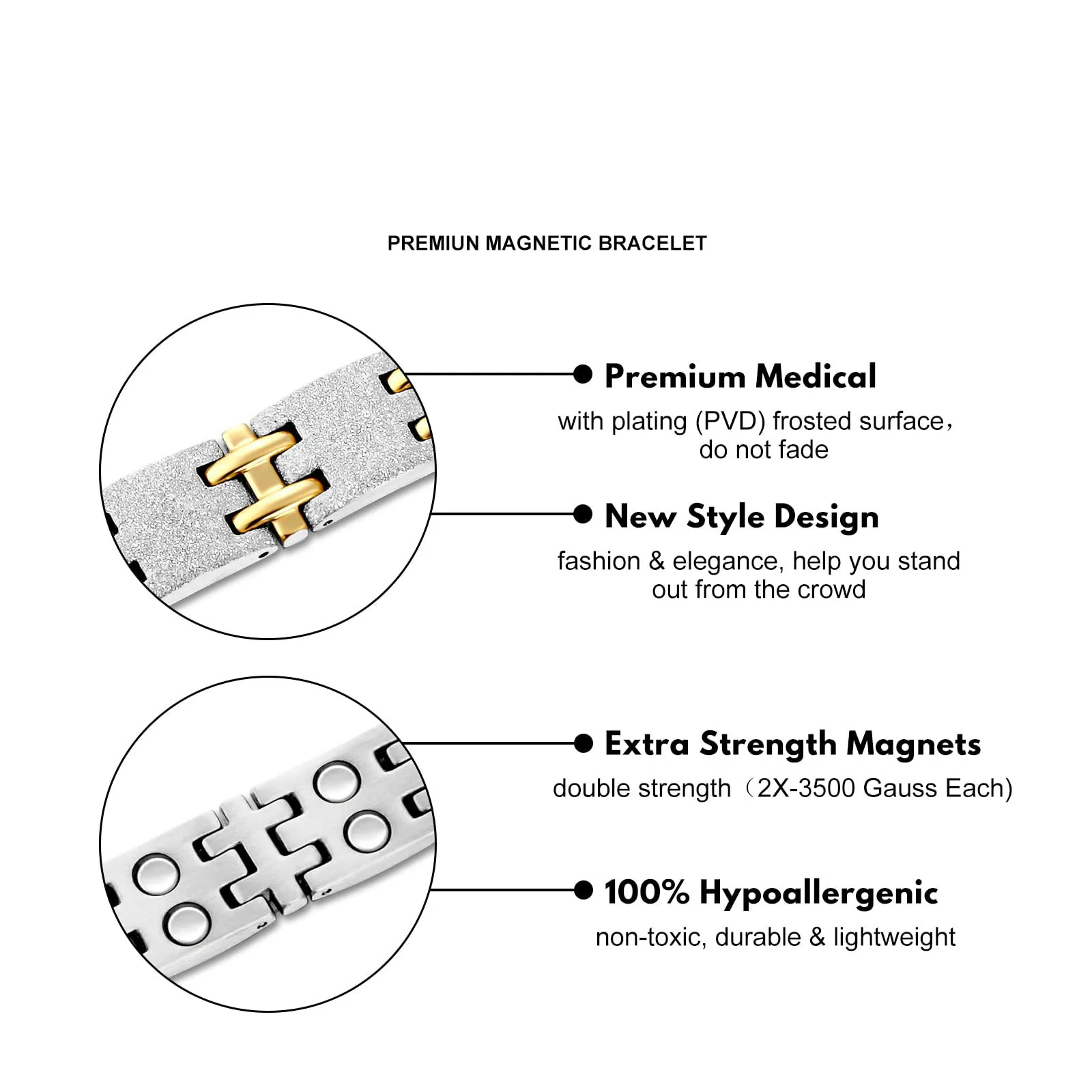 Magnetic titanium steel bracelet Titanium Bracelet Elegant Men Strong Magnetic Silver Unique Chain Link Bracelets Bangles