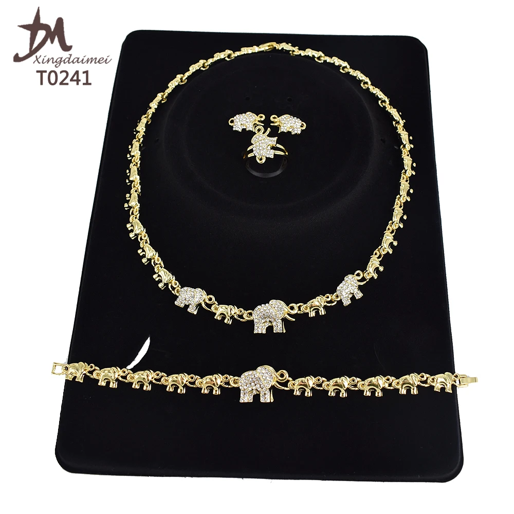 T0241 new 18K gold plated Cute elephant jewelry set