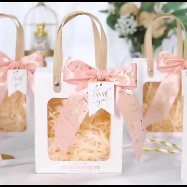 Customize Size Oem Custom Logo Luxury Large Pink Gift Carry White Cardboard Paper Shopping Bag With Window