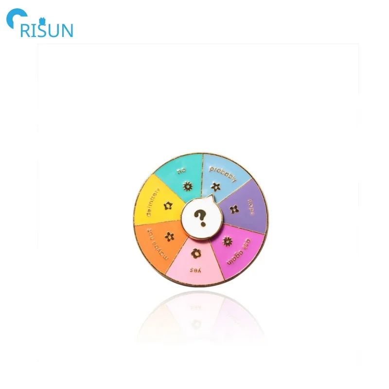 Social Power Energy Pins Movable Expression Mood Management Badge Rainbow Turntable Lapel Pins Brooch