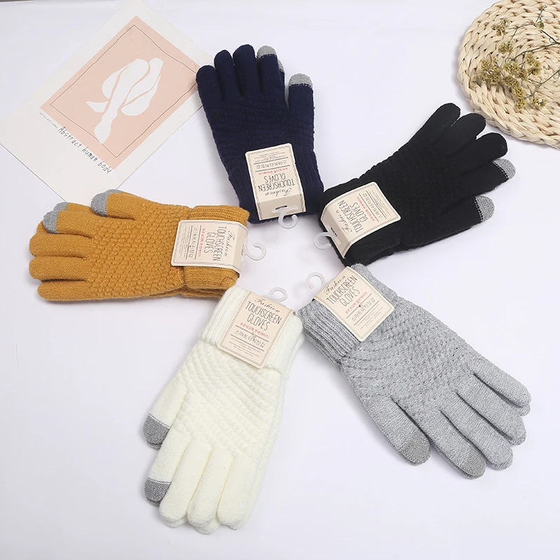 Winter Magic Gloves Touch Screen Women Men Warm Stretch Knitted Wool Mittens Unlined Acrylic Jacquard Touchscreen gloves