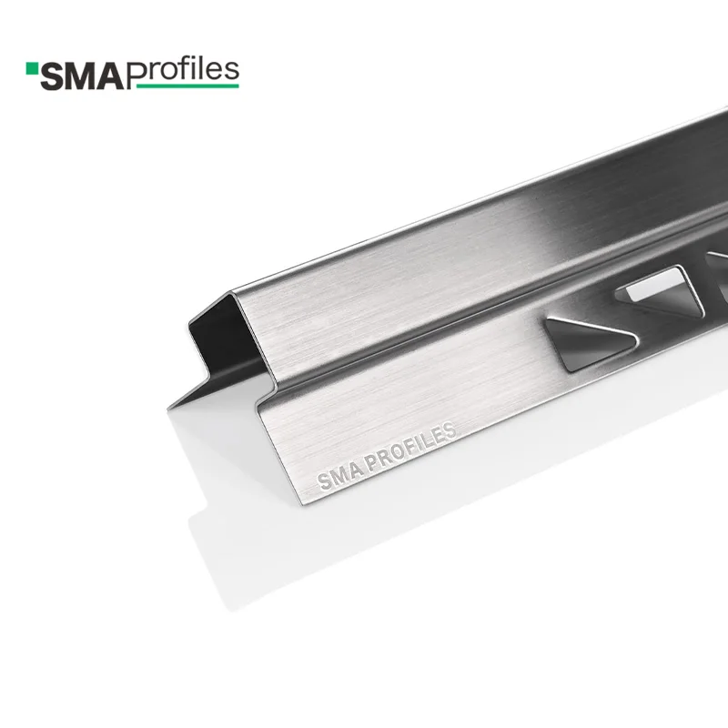 SMAProfiles OEM Acceptable Silver Brushed stainless steel inlay strips profile Metal Tile Trim with holes