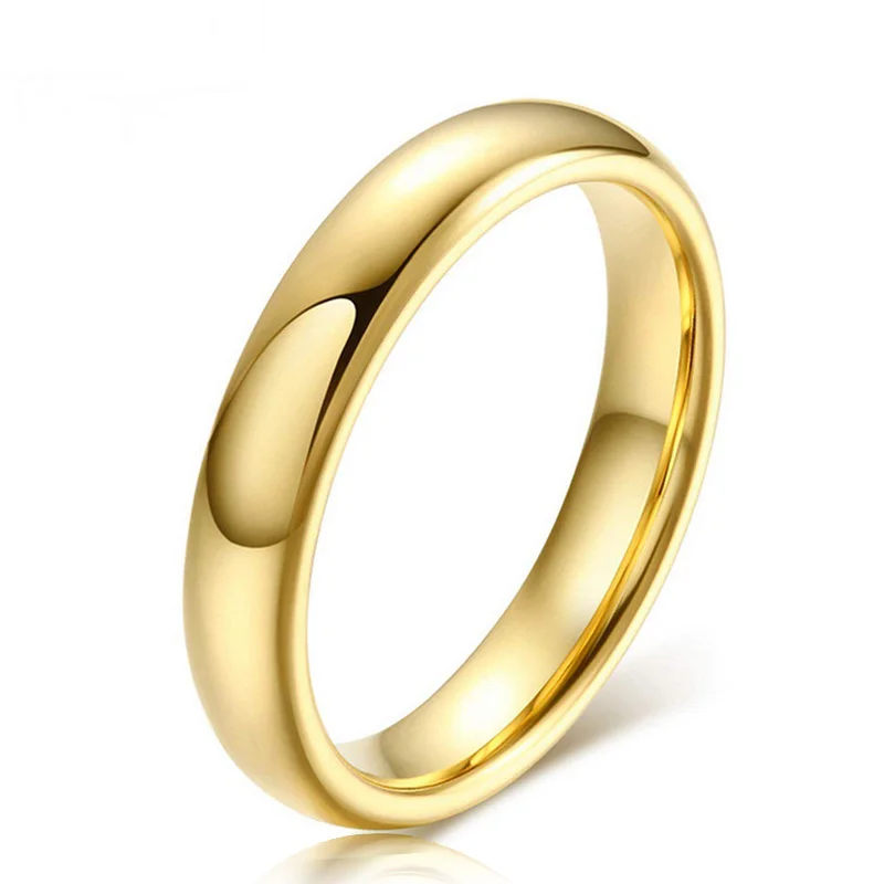 AJL Customize 2mm to 12mm 18K Gold Plated High Polished Tungsten Steel Ring Unisex Wedding and Engagement Bands