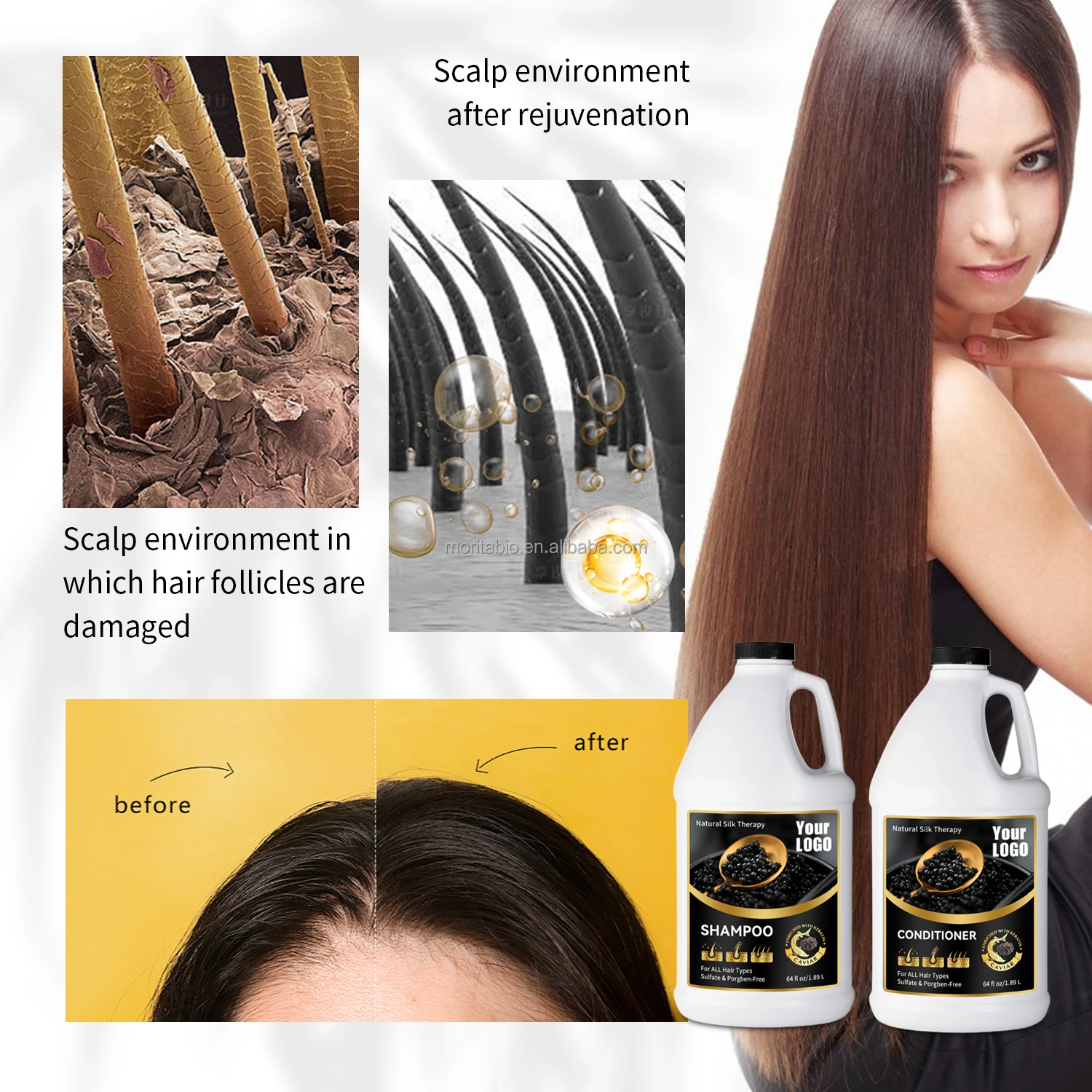 3L Private Label Daily Hair Care Shampoo Smoothing Deep Cleaning Hair Nourish Black Rice Shampoo 3 liters