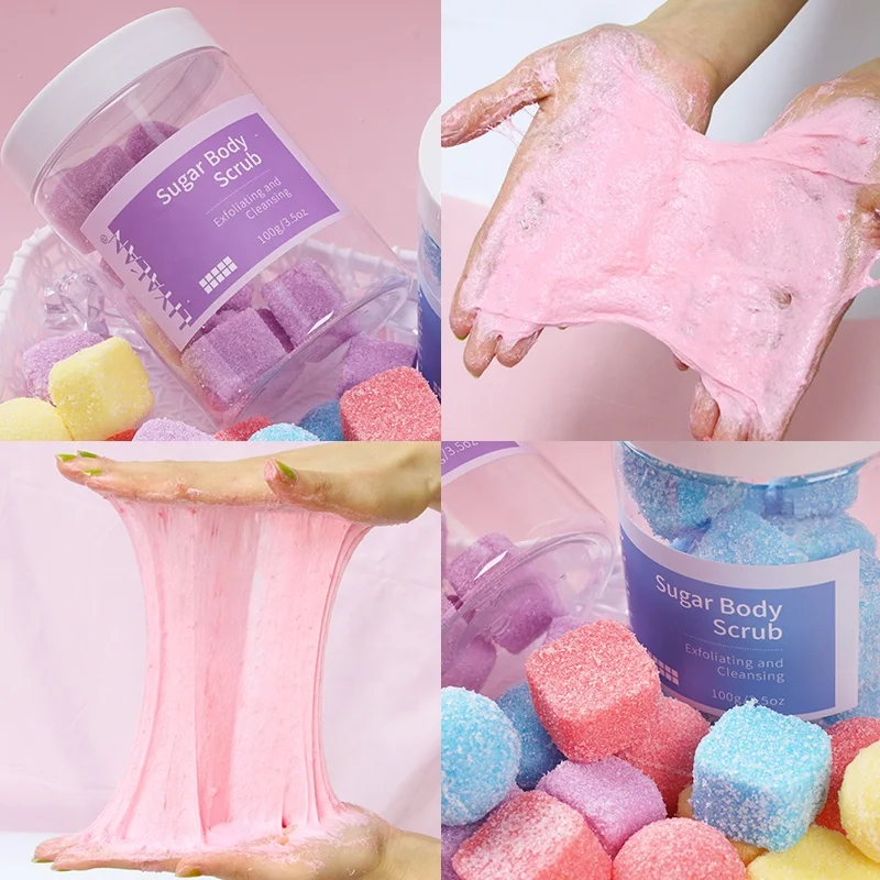 
Wholesale Private Label Bulk Natural Vegan Fruit Flavour Facial Exfoliator Foaming Sugar Ball Cube Body Scrub 