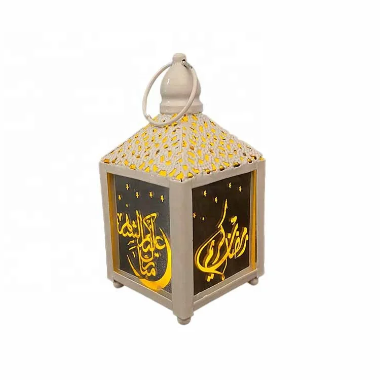 
Support Sample Customized Ramadan Eid Mubarak Metal Wind Lamp Table Top Dinner Crafts Arabian Lantern 