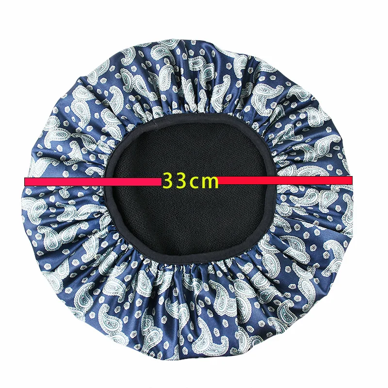 Custom LOGO Three Layer Extra Large Microfiber Terry Cloth Lined Shower Cap Microfiber Lined Shower Caps for Women Waterproof