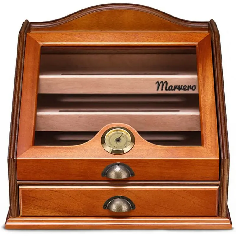 Wholesale Luxury Wooden Cigar Humidor Box Hold About 100 Cigars Display Cigar Cabinet With Cedar Wood