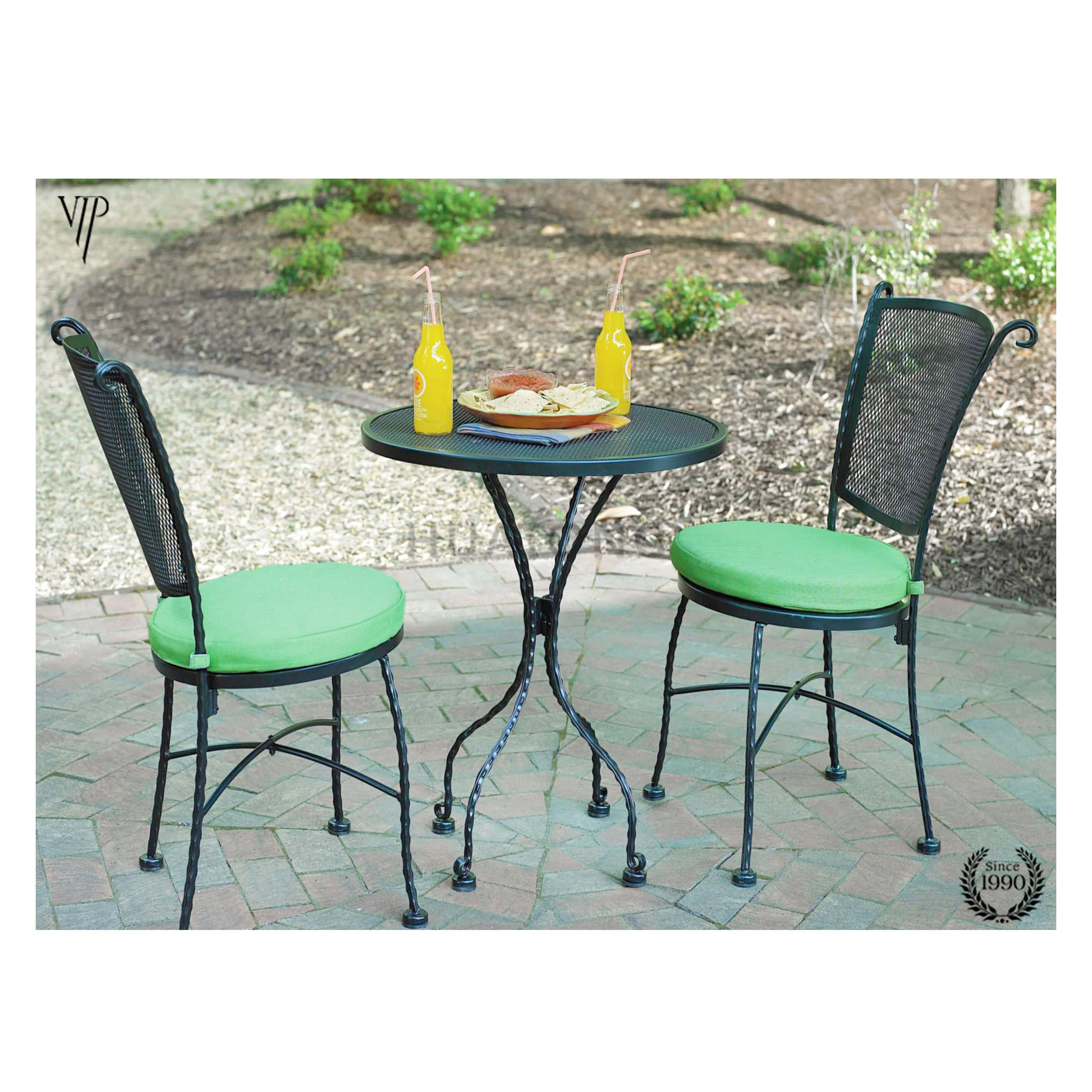 Two seater steel table balcony furniture set garden patio bar table set of 3 pieces coffee set