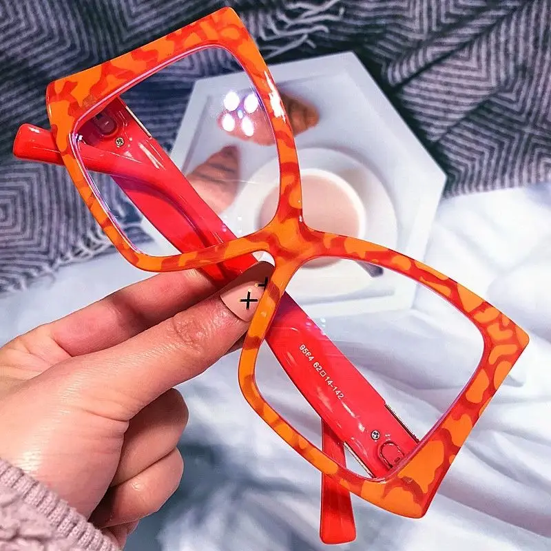 9564  Irregular Oversized Bow Cat Eye Anti-blue Light Eyeglasses For Women Fashion Candy Color Computer Glasses Frame Female