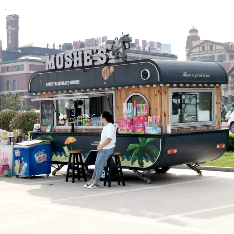 American Outdoor Mobile Food Trailer Snack Cart Hot dog Food Cart Mini Donut Food Cart with Kitchen