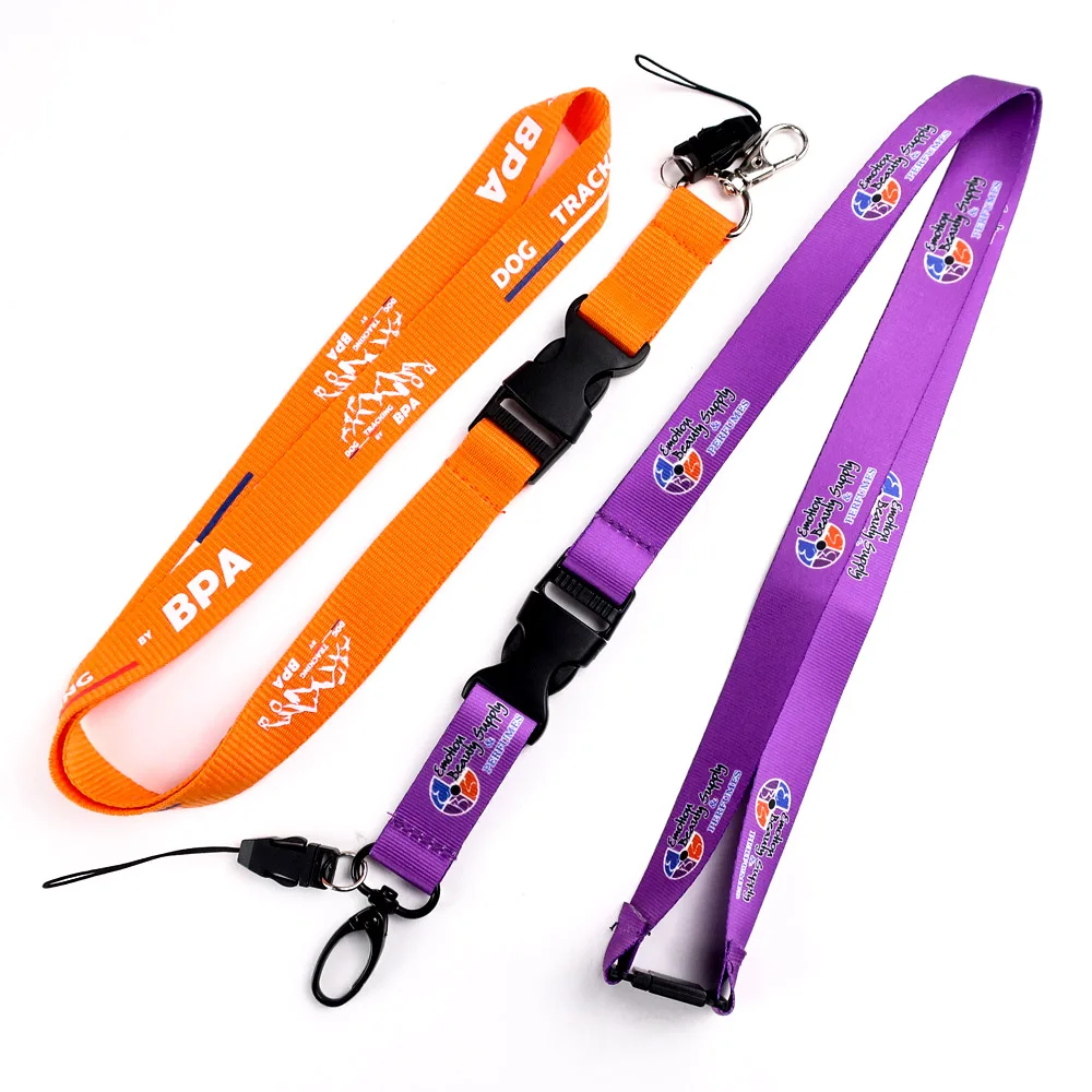 Travel  accessories Custom screen printing security thick woven purple color cellphone lanyard
