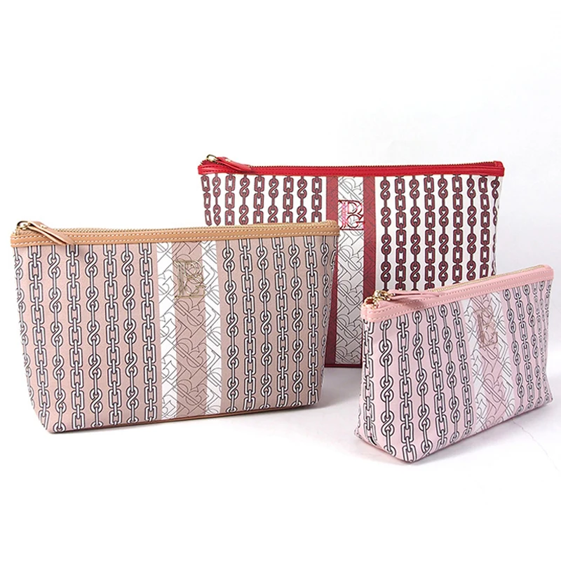 Custom Digital Logo Printing chain make up pouch women cosmetic bag travel PU makeup bag Professional Design your product