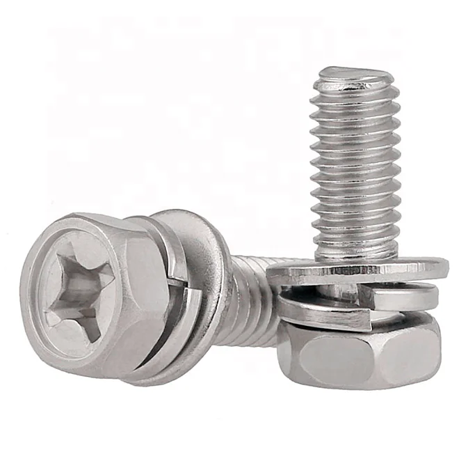 Chinese manufacturer Cross Recessed Hexagon Bolt With nut and spring washer