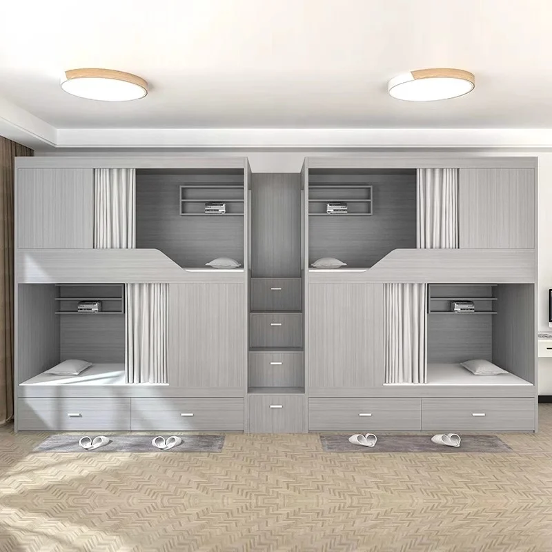 Factory direct double-layer beds are used for wooden bunk beds in hotels, dormitories, and guesthouses