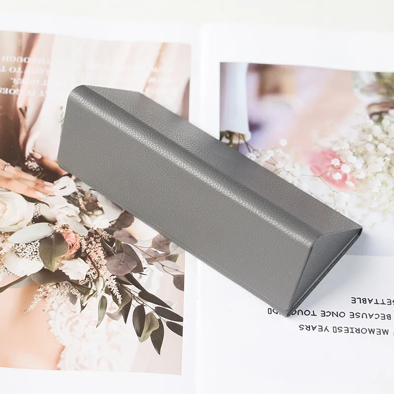 High Quality Luxury Famous Brand Folding Magnet Triangle Folded Sunglasses Case Foldable Triangular Prism Glasses Cases