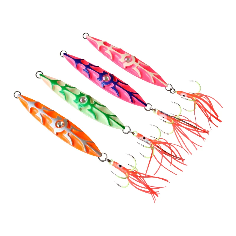 Wholesale Artificial 60g 80g 100g 120g 150g Luminous Sinking Saltwater Jig Metal Trolling Fishing Lure, Jig Metal Lures