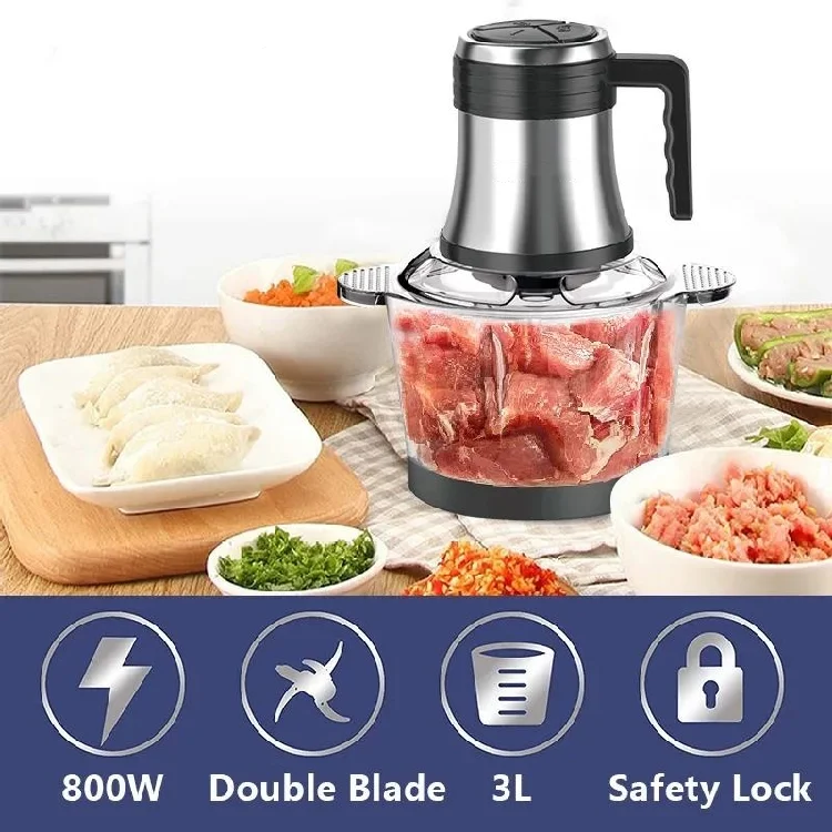 Sokany Electric Meat Grinder Portable Food Processor with Multipurpose Glass Stainless Steel Bowl Homemade Chopper Slicers Parts