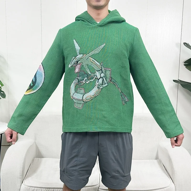 LOW MOQ Customizable anime tapestry hoodie Yarn Dyed Tapestry Design Poke Z Mon Hoodie for Men