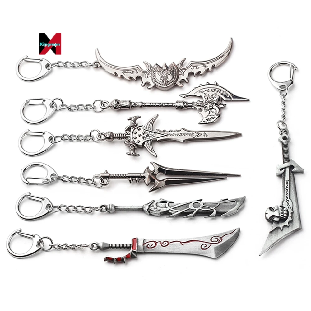 Hot Sale Cheap Game World of Warcraft Keychain Sword Weapon Dagger Axe Metal Keyring for Women Men Gifts