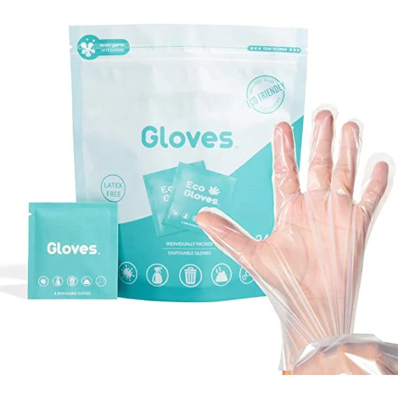 Cheap Plastic PE Cosmetic Hand Gloves for Cooking Disposable Gloves with Individually 2pcs Per  Pack for Hair dye