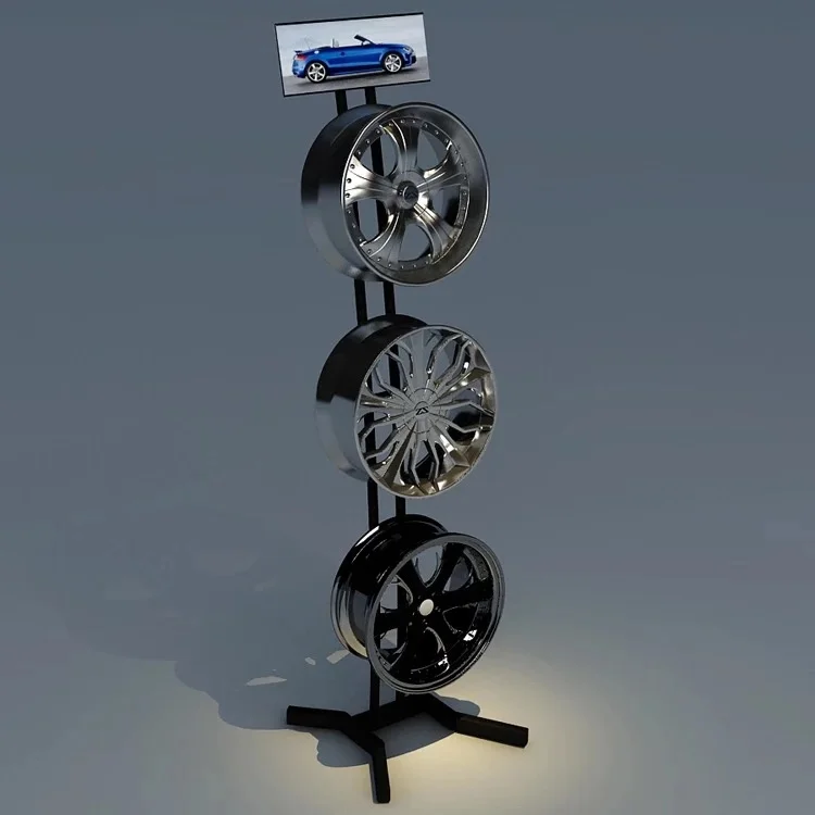 Chinese Supplier Portable Floor Standing Car Alloy Wheel Hub Display Rack Stand