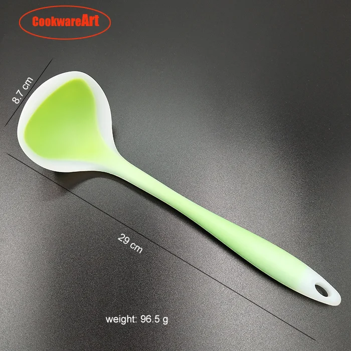 non-stick BPA free heat resistant 7 piece of silicone kitchen cooking tools set with transparent plastic handle