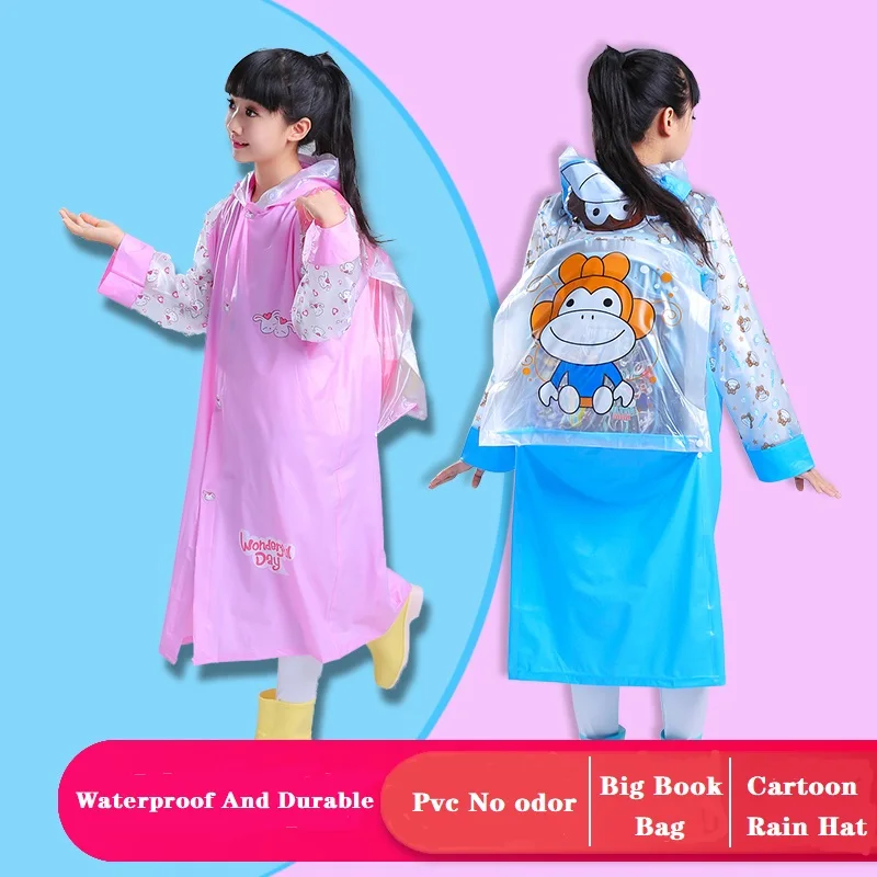 Rain Coats for Kids Emergency Reusable Outwear Kids RainCoat Rain Ponchos With Hood and Bag Seat
