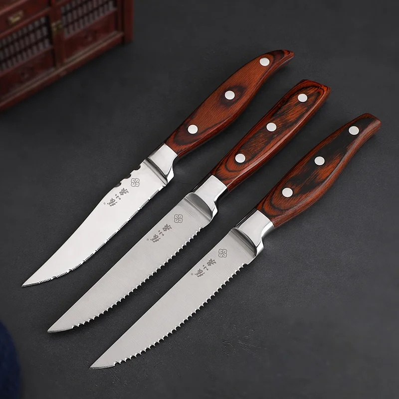 Steak Knives Set of 6 High Carbon Stainless Steel Steak Knives 4.5 Inch Ultra Sharp Serrated Steak Knife Set with Pakkawood